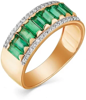 

Master brilliant ring with emeralds and diamonds in red gold