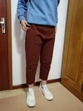 Pantalones de lino y algodón para mujer, pantalón harén holgado, informal, con cintura elástica, Color liso, para primavera y verano