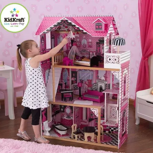KIDKRAFT Кукольный домик "Амелия" с мебелью деревянный домик для барби домик для кукол игрушки для детей подарки для девочек