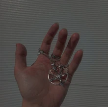 Collar de cadena con colgante de cabeza de cabra y calavera, joyería Vintage, pentagrama, hombre y mujer