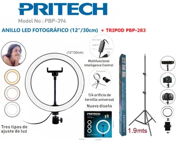 

Photography LED Selfie Ring 12"/30CM and tripod 1.9M multi color Warm Three Speed Light Dimmable Continuous Lighting USB Plug.