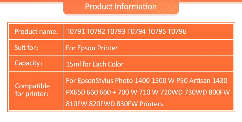 ICHTANK T0791 чернильный картридж совместимый для Epson Stylus Photo 1400 1500 Вт P50 Artisan 1430 PX650 660 660+ 700 Вт 710 Вт 720WD принтер