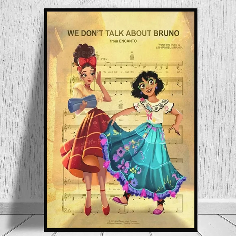 Disney Encanto Poster E Stampe Per La Camera Da Letto Dei Bambini Non Possiamo Parlare Di Bruno Music Sheet Canvas Painting Wall Art Home Decor