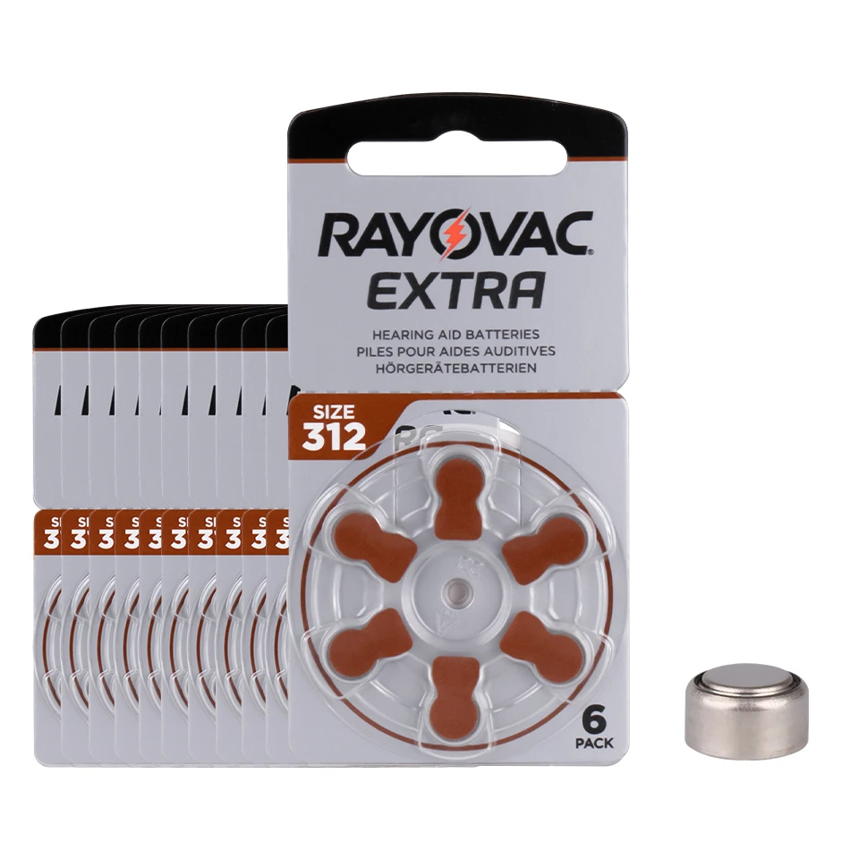 60 pcs Rayovac Extra Zinc Air Hearing Aid Batteries A312 312A ZA312 312  PR41 S312 PR41 Hearing Aid Battery - AliExpress