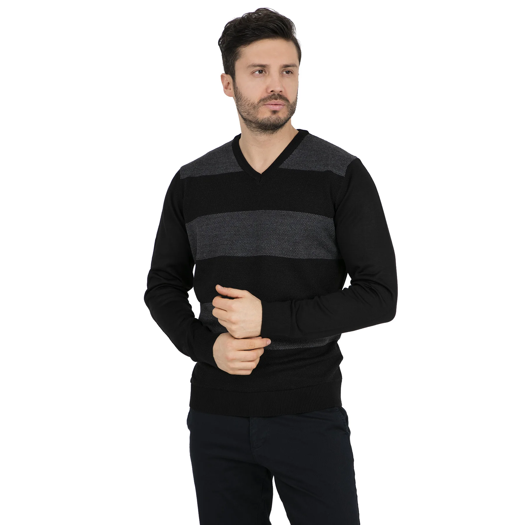 Buratti V-Neck Sweater MALE SWEATER 430VY2034 - Цвет: Цвет черный, серый