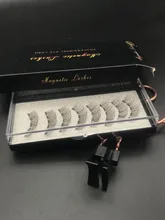 Conjunto de pestañas postizas magnéticas largas 3D de visón, pestañas postizas gruesas naturales magnéticas, 5 unidades