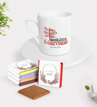 

Personalized English Teacher Turkish coffee Cup and Chocolate Gift Seti-1