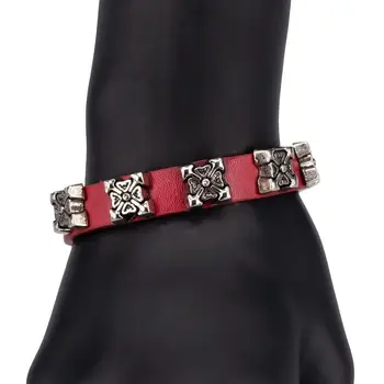 

Leather bracelet otokodesign 52714 (red, box lock, genuine leather)