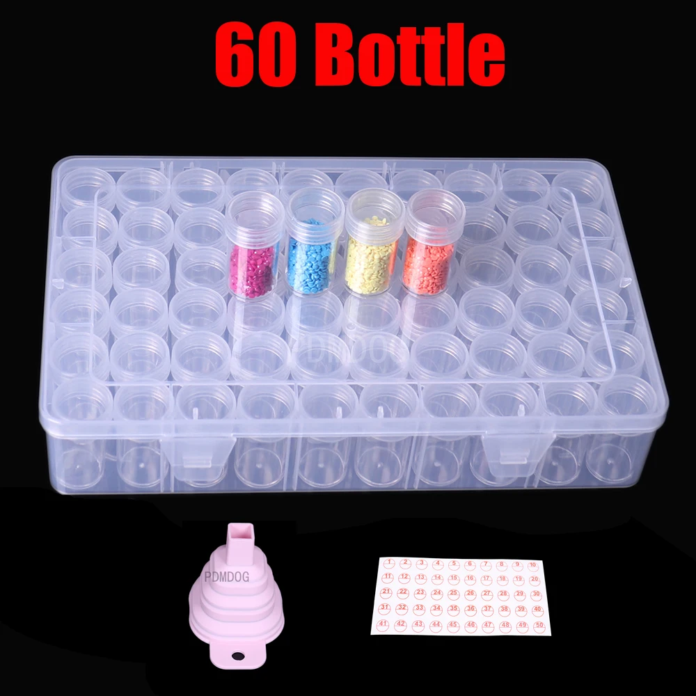 28/45/60/75/64/32/56 Bottle Plastic Diamond Painting Storage Box