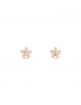 

Earrings Bebe or Girl Flower Pearl Pink 5 Petals Circon (9kts)