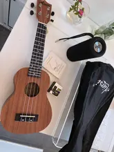 Aiersi-Ukelele Soprano de abeto de caoba con Gecko Dolphin Diseño de piña, guitarra con bolsa sintonizadora, 21 pulgadas, paquete completo