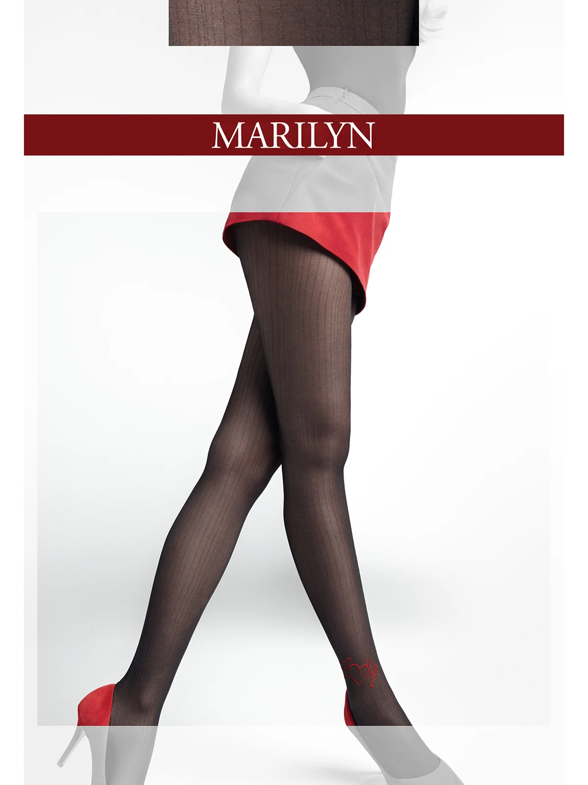 Колготки женские Marilyn Allure фантазийные надписью I Love You и сердечком. Подарочная