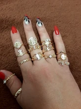 Tocona 15 unids/set, Virgen María Anillos de oro para mujer corazón manos de Fátima Anillos Cruz hoja geométrica Kольцо de joyería 7056