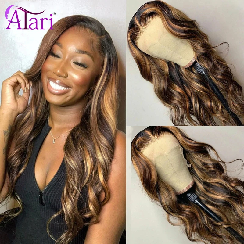 

Highlight Ombre Human Hair Wigs 180% Transparent Lace Wig Brazilian Virgin Hair Lace Front Wig Glueless Body Wave Wigs For Women