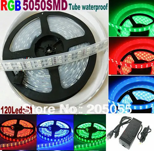 5M 16.4ft 12V SMD White 5050 IP67 Waterproof 600 LED Double Row Tube Strip Light