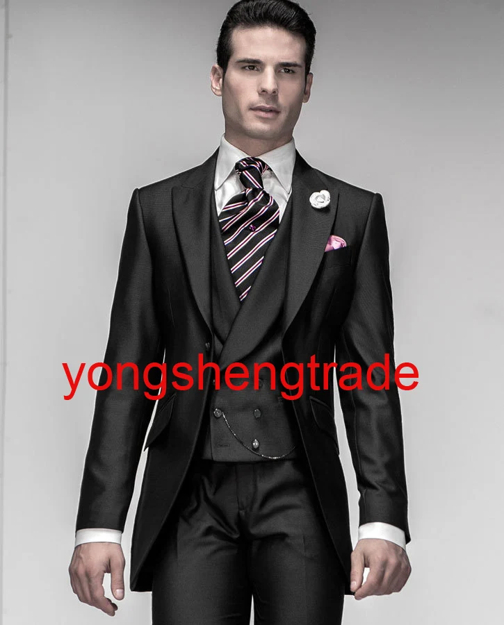 Designer Custom Made Wool Wedding Suit Ivory Suits Best Designer Custom Made Wool Wedding Suit Black Suits Best Man Groomsmen Design Tuxedo Jacket Pants Vest Tie Ms0337
