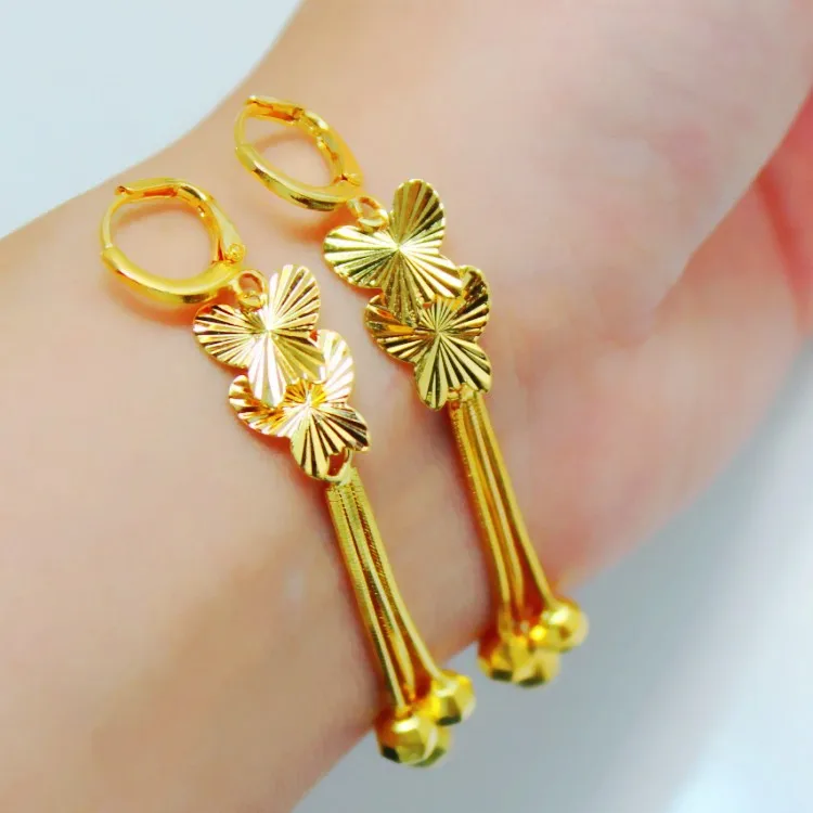 Delicate Circles Round 24k Handmade In Hongkong Gold Graceful Top Trendy Erflies Tel 24k Gold Filled 1 Quality Hongkong Handmade Beautiful Elegant Long Earrings