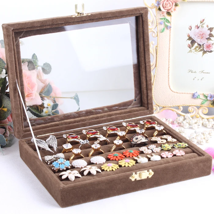 Leather Pendant Display 15 Booth Holder Jewelry Tray Flower Small Ring Jewelry Box Gl Cover Storage Stud Earring Wheel Holder Accessories Display Rack