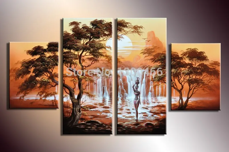 hand painted 4 canvas paintings african art home decor canvas oil hand painted 4 canvas paintings african art home decor canvas oil