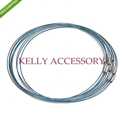 300pcs Black Memory Wire Cable Steel Chain Charms Necklaces 18 300pcs Lot 18inch Blue Memory Wire Chokers Necklaces Cords Fit Fashion Jewelry Necklace Diy Making