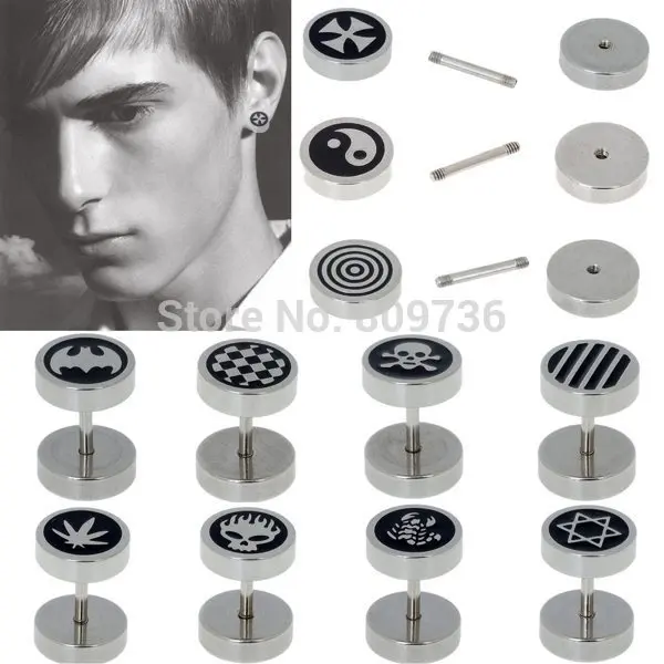 1pair Crystal 316l Stainless Steel Hoop Huggie Earrings Gauges Hot 2pcs Hot Punk Gothic Jewelry Stainless Steel Round Plain Men S Ear Stud Barbell Earrings Fake Stretcher Plug Free Ship