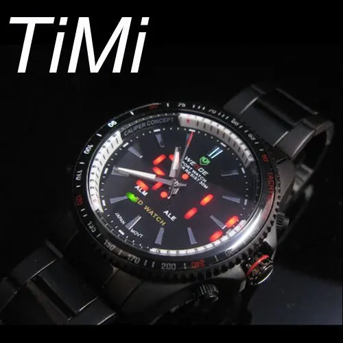 Fashion Design  Blue LED Light Dot Matrix Mens WATCH dive