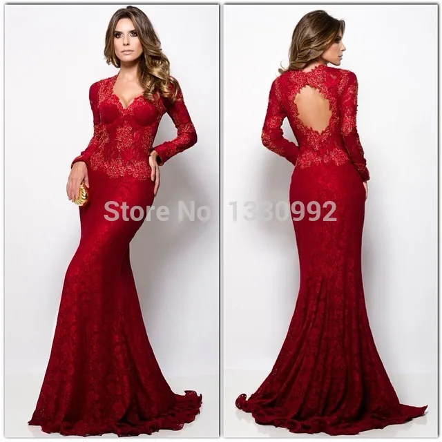 Long Red Lace Dress