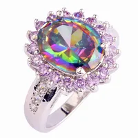 Mysterious Rainbow Topaz  925 Silver Ring Size 6 7 8 9 10 New Fashion Design Jewelry Wholesale Free Shipping For Unisex Jewelry