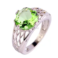 2015 Women Party Jewelry Green Amethyst Fashion Shinning 925 Silver Ring Size 6 7 8 9 10 11 12 Free Shipping Wholesale