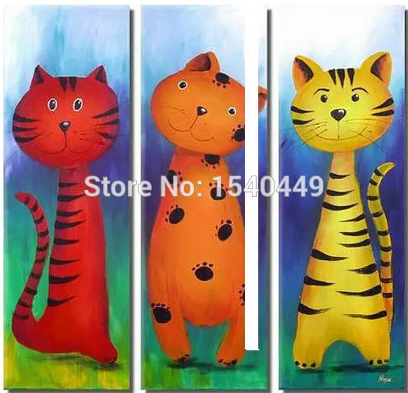 hand painted red yellow cat oil painting sets modern abstract 3 piece kids canvas paintings animal pictures wall decor 46 - Animal Painting For Kids hand painted red yellow cat oil painting sets modern abstract 3 piece kids canvas paintings animal pictures wall decor 46 - Animal Painting For Kids
