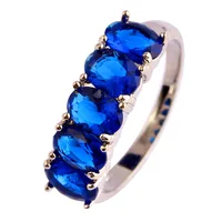 2015 Cocktail Jewelry Rings Vintage Style Oval Cut Sapphire Quartz 925 Silver Ring Fashion New Jewelry Size 6 7 8 9 10 Wholesale