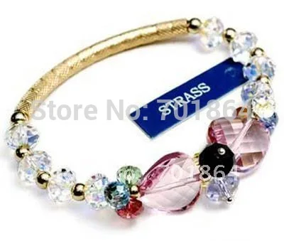 10pcs/lot Free Shipping Fashion Jewelry 8-12mm Crystal Beaded Strecth Bracelet Crystal AB Color