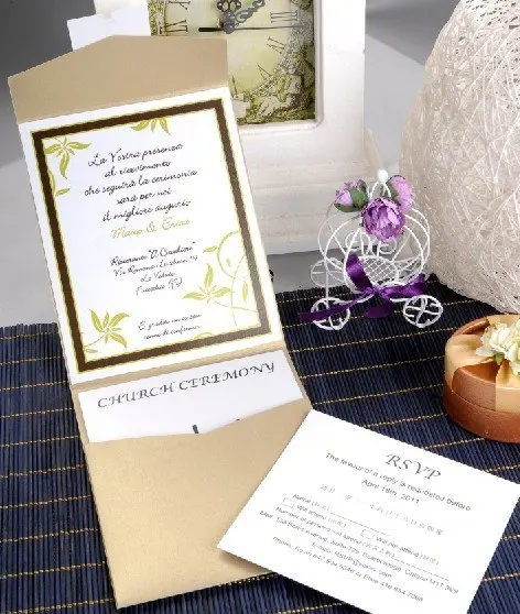 Wedding Invitation Card C 2 Customise Printing Favors Customize Invitation Card Wedding Sj 02 Gold Color With Rsvp 4 Colors Available Free Shipping