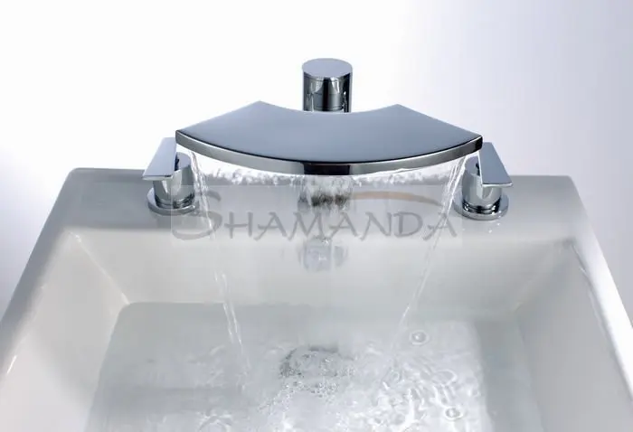 shipping due maniglie in ottone finitura cromata cascata bagno rubinetto del bacino big mouth cascata rubinetto sd1002
