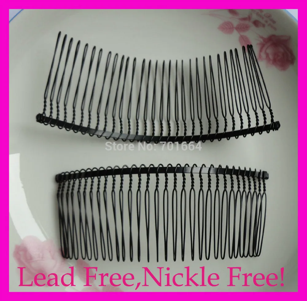 10pcs silver finish 36teeth plain metal hair combs at lead free/&nickle free