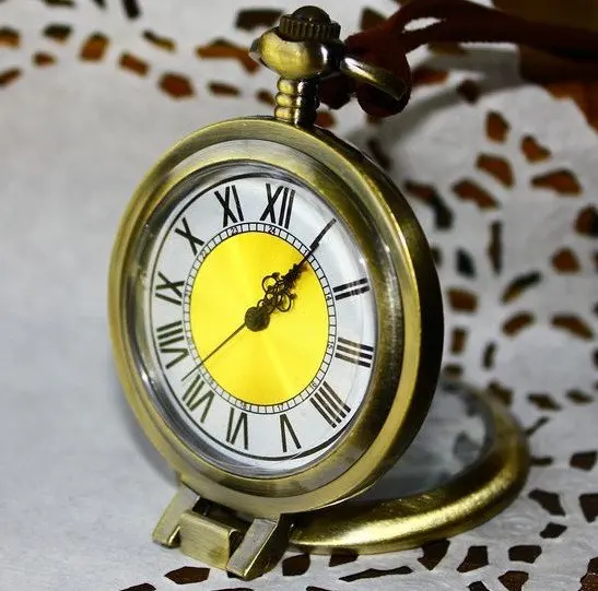 10pcs/lot BRASS Glass Orb SPHERE Mechanical  POCKET Watch Necklace WE116