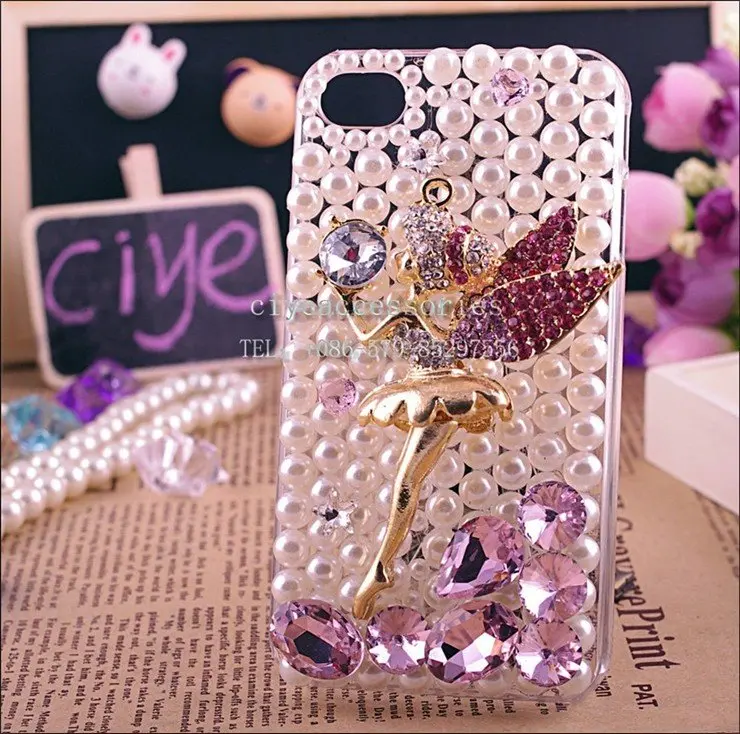 Diy Custom Diamond Studded Mobile Phone Case For Iphone 4 4s Bling