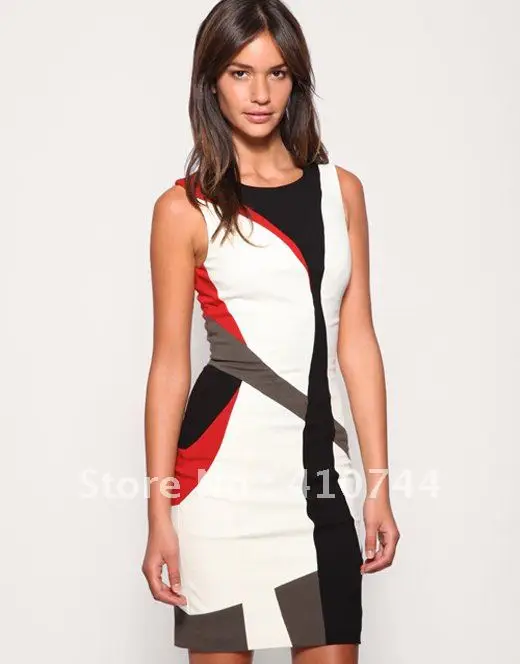 2012 fashion office lady dress womens simple and generous sleeveless dresses size 12