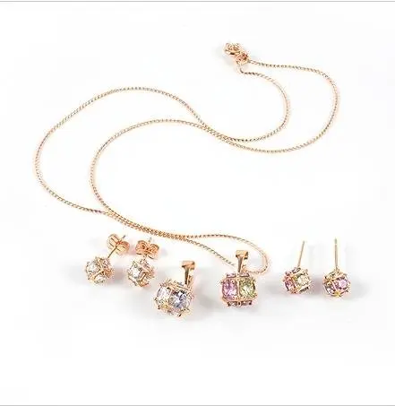Fashion Jewelry Set ,Swan Zircon 18K Yellow Gold Jewelry Set,18K Necklace, Earrings Bracelet Set ,18K Gold Set ,Gold Set