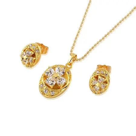 Fashion Jewelry Set ,Swan Zircon 18K Yellow Gold Jewelry Set,18K Necklace, Earrings Bracelet Set ,18K Gold Set ,Gold Set