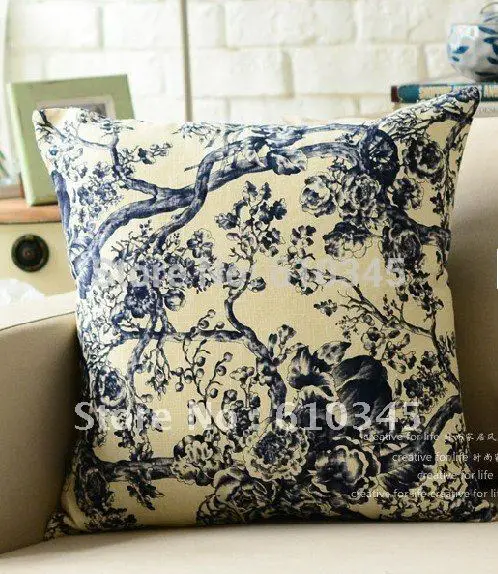 wholesale Free Shipping! 100% printed cotton Linen  pillow cover   cushion cover  nature color 45cmx45cm 4pcs/lot