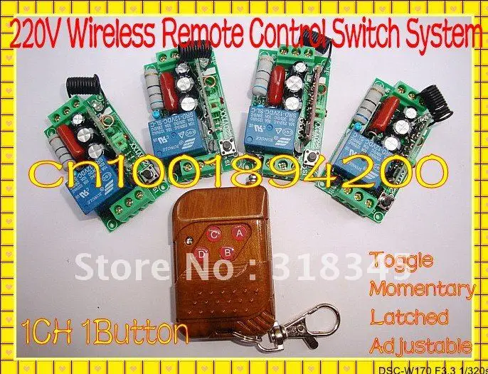 3000M RF Wireless remote control switch system 1 (controller)transmitter +4 receiver(switch)12V 10A each CH is independently