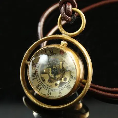 10 pcs/lot Steampunk Vintage Skeleton Mechanical Pocket Watch WE94, Dia: 4.5cm