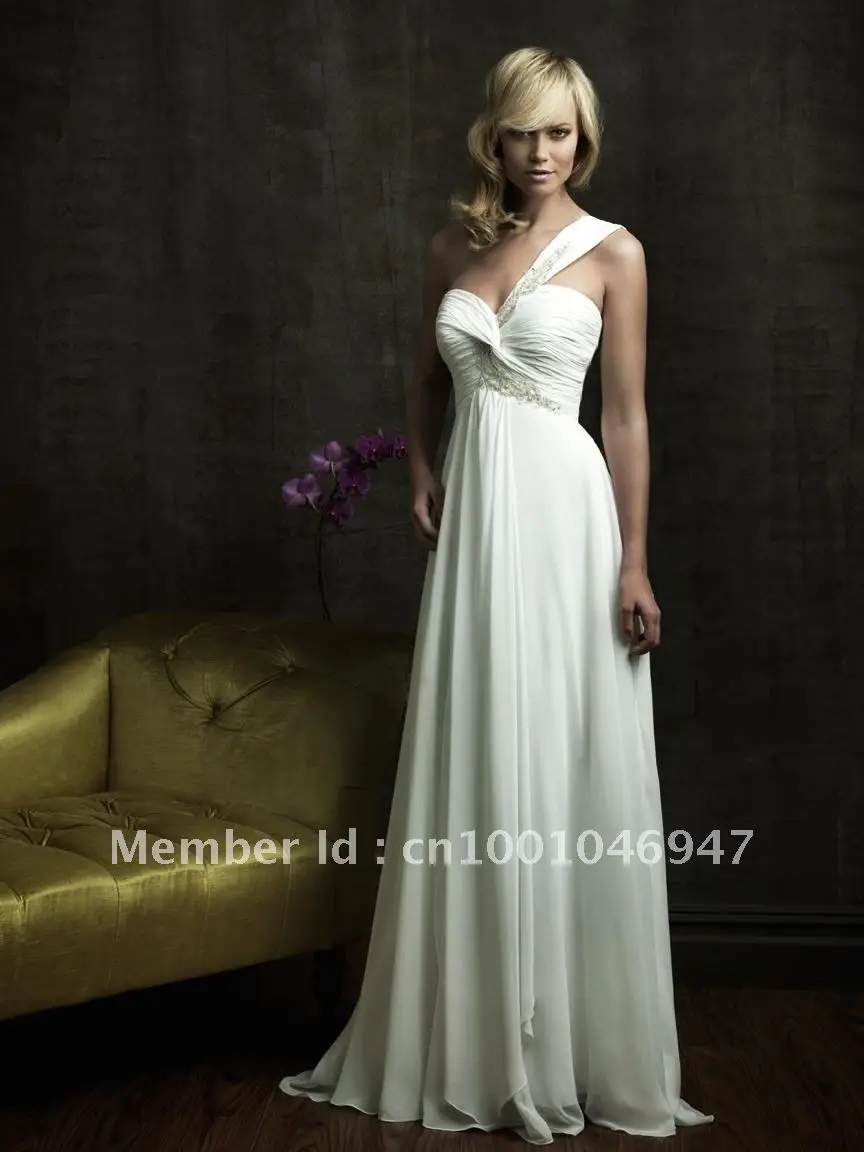 Free Shipping  Custom Made  Flattering Beads Decoration Floor-Length Wedding Dress 1pcs/lot