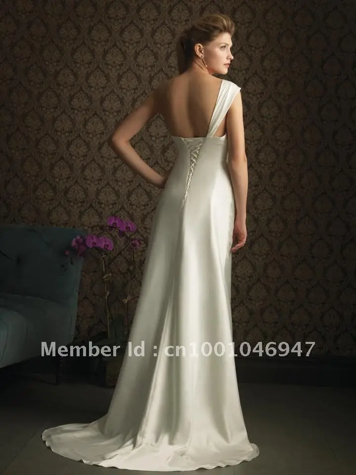 Free Shipping  Custom Made  Flattering Beads Decoration Floor-Length Wedding Dress 1pcs/lot