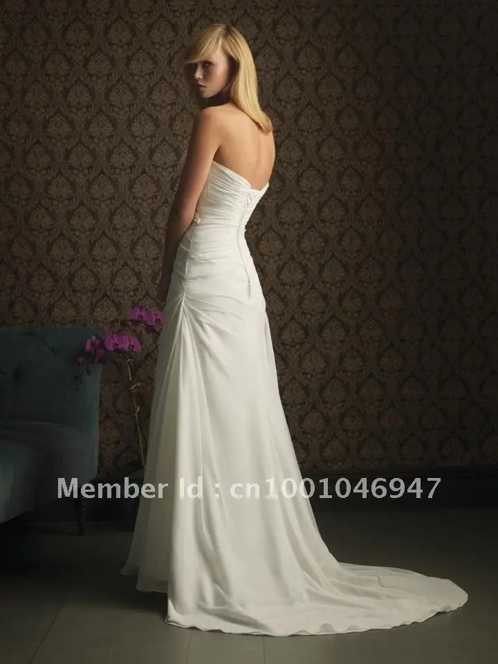 Free Shipping  Custom Made  Flattering Beads Decoration Floor-Length Wedding Dress 1pcs/lot