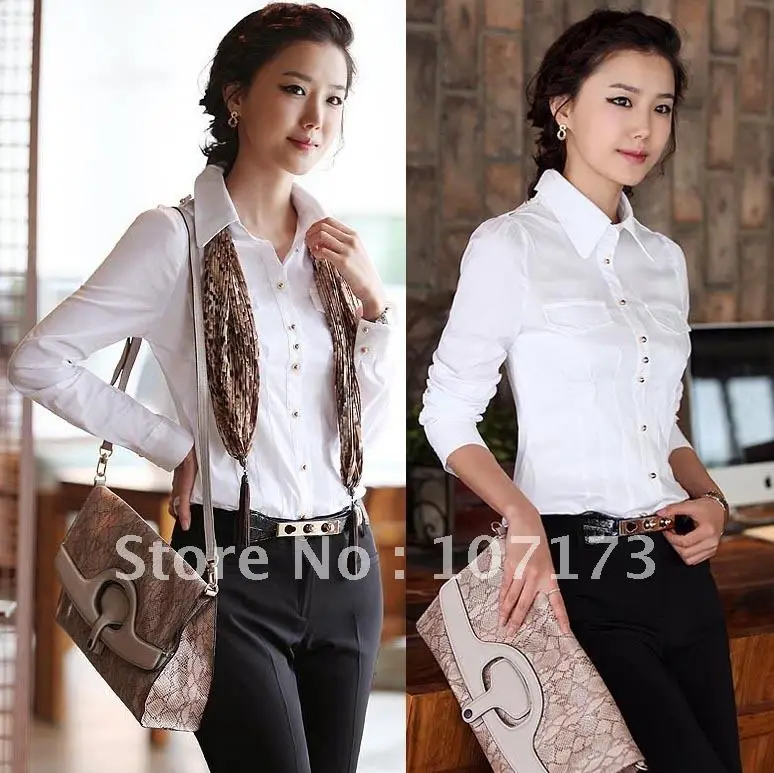 2015 New Loose Shirt Long Sleeve Casual Plus Size Chiffon Shirt