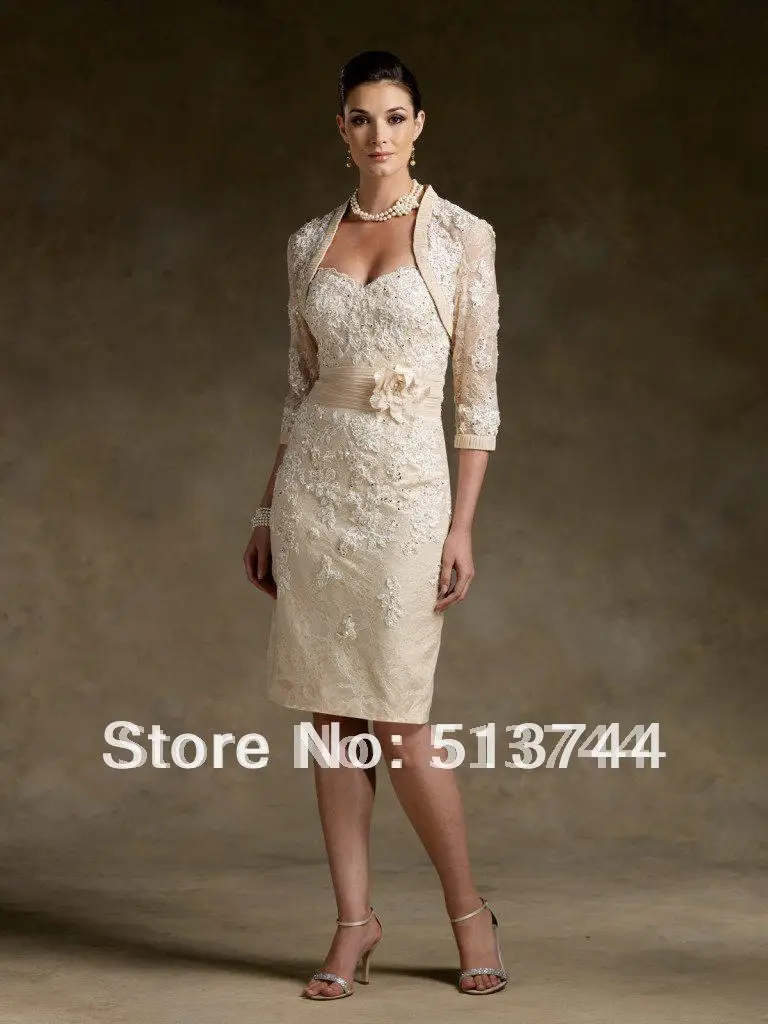 2017 Free Jacket Organza Mother Of The Bride Dress Custom Any Color Free Jacket Champagne Lace Lique Short Bridesmaid Mother Of The Bride Dresses