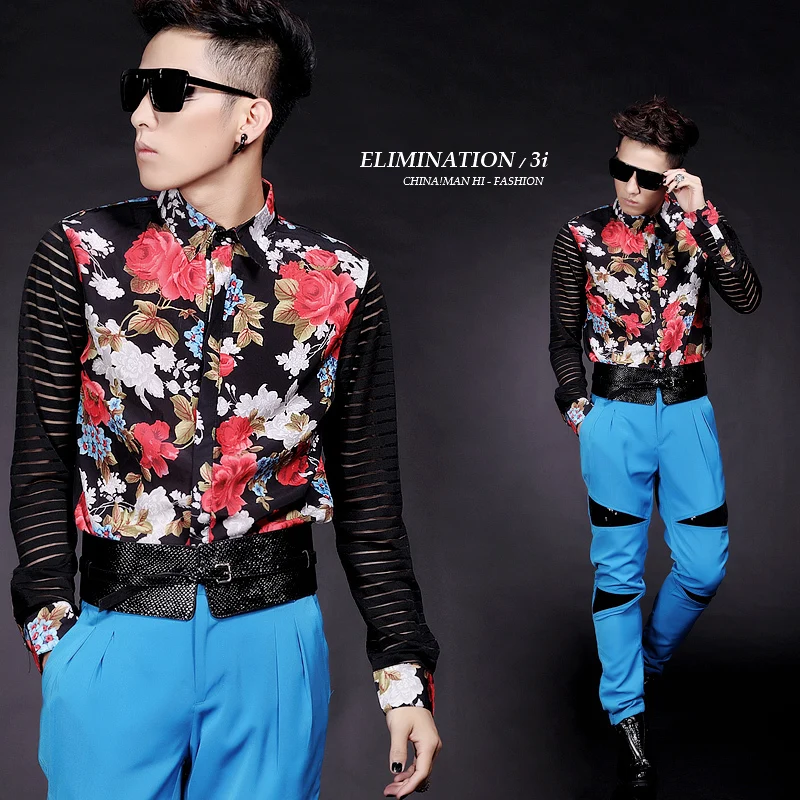 Vintage Fashion Mens Clothing Fancy Long Sleeve Shirt Colorant Match Slim Vintage Fashion Mens Clothing Fancy Long Sleeve Shirt Colorant Match Slim