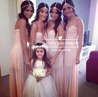 2014 New Wedding Party Dress Strapless Sweetheart Neckline Slit Sheer Bottom Cheap Sexy Chiffon Peach Color Bridesmaid Dress